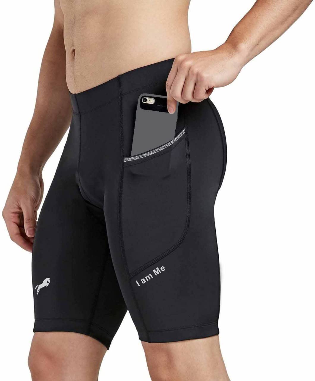 just rider Men’s Compression Shorts Pockets Sports Running Tight (S) Black-picture-16