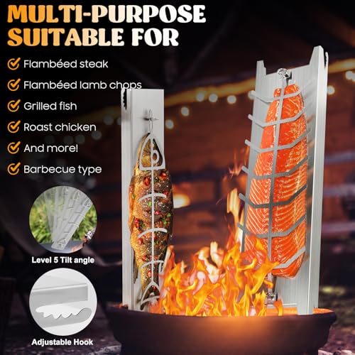 Tablas para Salmón a la Llama que Evitan Quemaduras con Soporte BBQ de Acero 5