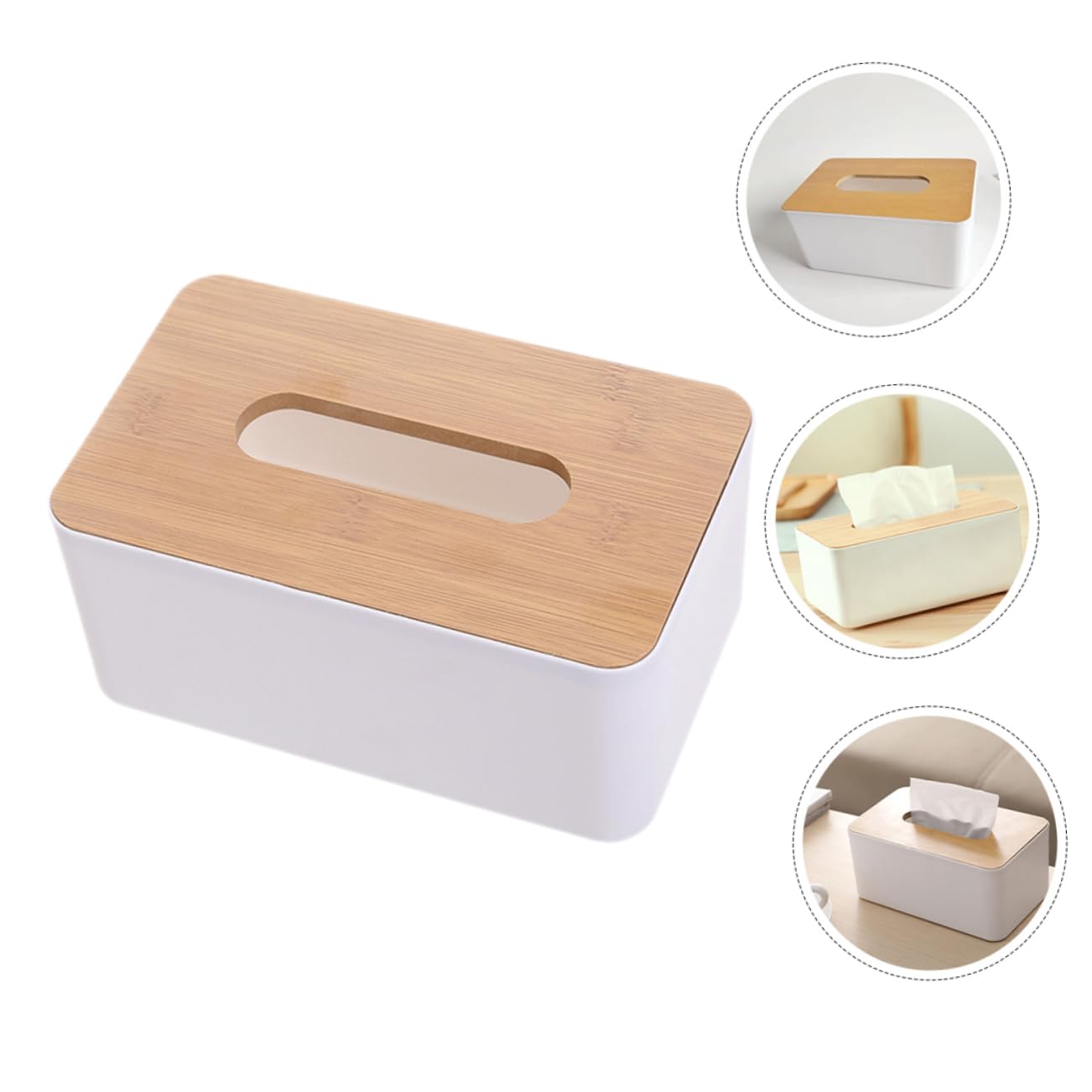 SOLUSTRE Luxury Wooden Tissue Holder Rectangle Napkin Box Tissue Storage Office Living Room Decor