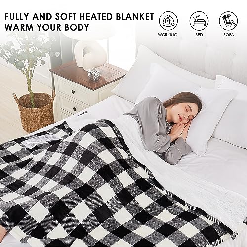Homemate Electric Blanket Heated Queen Size - 84“x90“ Ultra Soft Cozy Flannel Heating Blanket with 10 Fast Heat Levels 8 Hours Auto Off Over-Heated Protection ETL Certification Keep Warm in Home