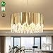 Produktbild Kristall Pendelleuchte Esszimmer Kronleuchter Rund Modern Design Lampe Pendellampe Kristallleuchte Hängeleuchte K9 kristallen Esstischlampe Wohnzimmer Küchen Hängelampe, E14×6 flammig Golden, Ø50cm