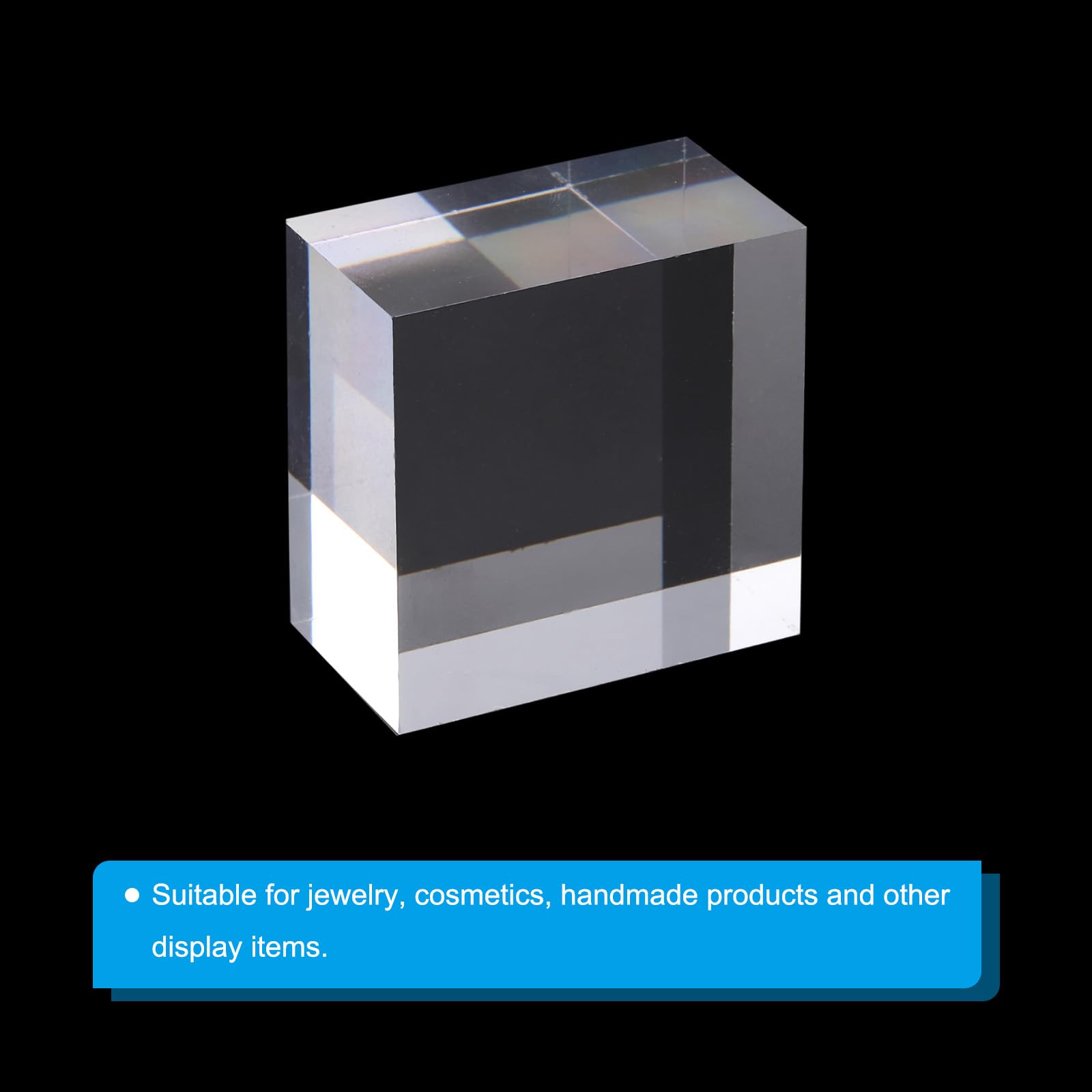 PATIKIL 2"x2"x1" Jewelry Display Riser, 2 Pack Polished Acrylic Cube Display Stand Block Collection Showcase Ring Holder Square, Clear - Image 3