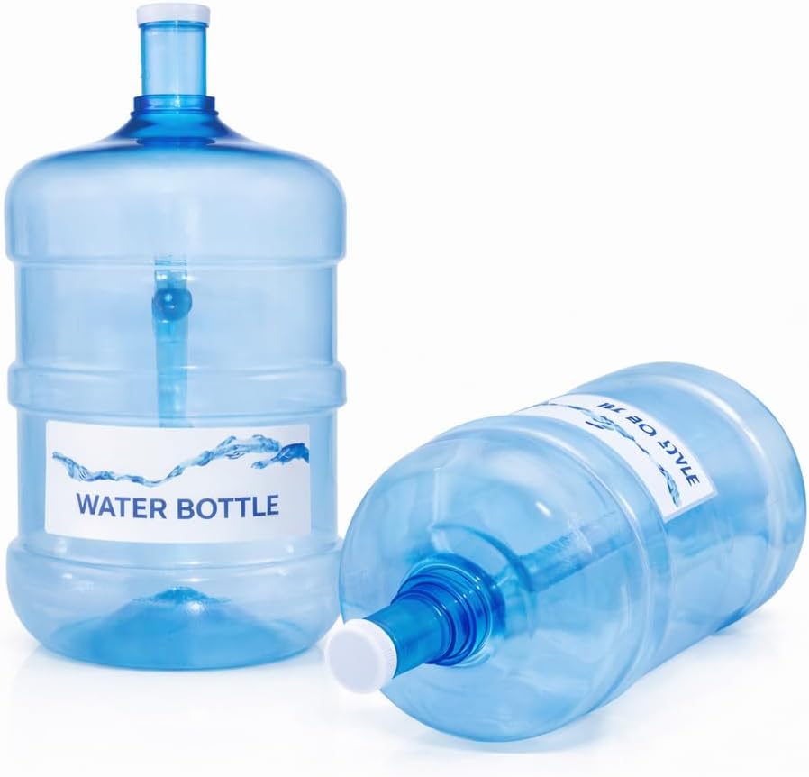BREVON 5 Gallon Water Bottle – BPA Free Durable Plastic Jug with Easy Grip Handle, Reusable Container for Top and Bottom Load Water Dispensers, Storage & Home Use (Pack of 2)