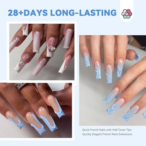SAVILAND Acrylic Nail Tips: 10 Size for Acrylic French Nail Tools Natural Nails Tips Square Long Gel Tips Professional Gel Nail Extension Manicure Salon At Home