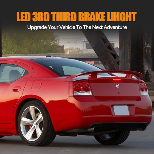 Image of Third 3rd Brake Light LED for 2006-2010 Dodge Charger, High Mount Rear Brake Lights Assembly for 06-10 Charger, Waterproof Center Cab Lamp Stop Light (Black)