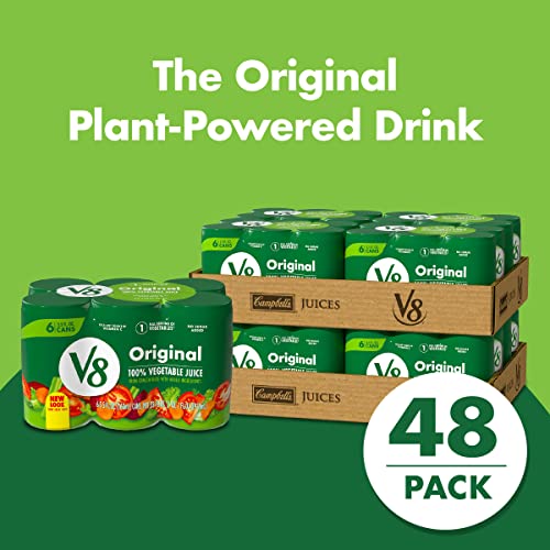 V8 Original 100% Vegetable Juice, Vegetable Blend With Tomato Juice, 5.5 Fl Oz Can (8 Packs Of 6 Cans) #TOP1