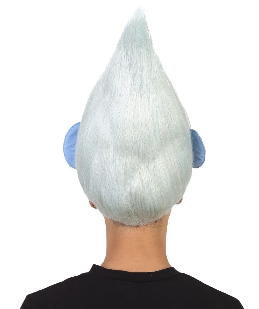 HPO Adult Men's Silver Troll Cosplay Wig, Best for Halloween, Flame-retardant Synthetic Fiber
