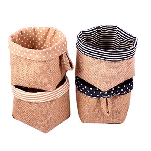 Lot de 4 sacs de rangement à suspendre, en coton et lin, panier de rangement pliable avec poignée pour jouets, maquillage, petites affaires, clés (style C)