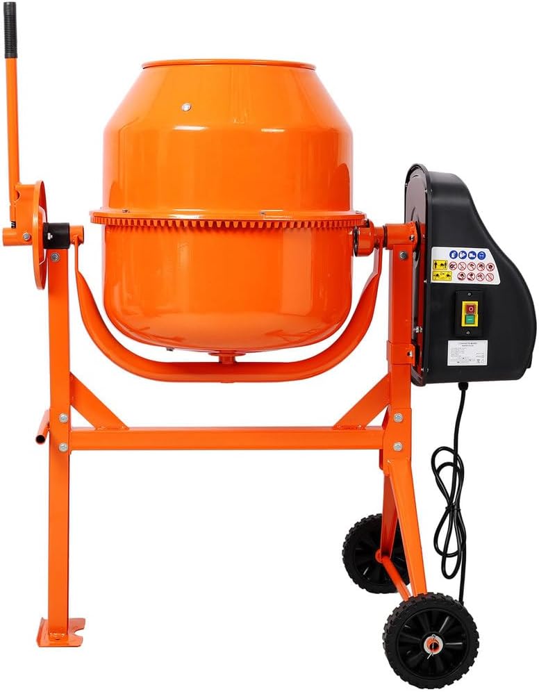 4.2 Cubic Ft Electric Cement Mixer, Heavy Duty Portable Concrete Mixer Machine,Wheelbarrow Cement Mixing Tools for Mortar, Stucco, Seeds and Fodder