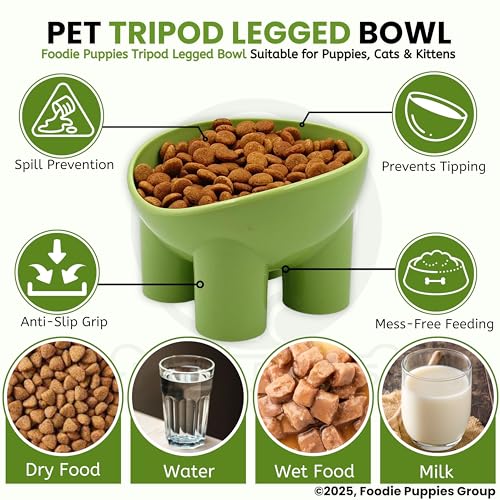Image of Foodie Puppies Elevated Cat Feeding Bowl - (Tripod Legged Bowl) | Anti-Vomiting Raised Food and Water Feeder with Non-Skid Base | Suitable for Cats, Kittens and Puppies