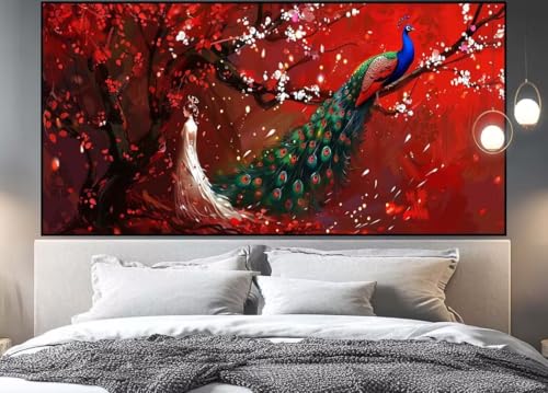 Diamant painting adulte femme cadeau idéal avec motif couple paon créatif