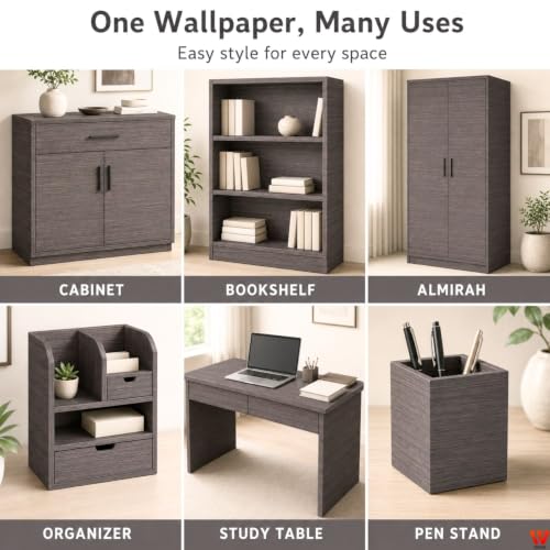 Image of WISDOM Charcoal Grey Wood Grain Wallpaper Peel and Stick Waterproof Removable Adhesive Textured Contact Paper for Cabinets Countertops Waterproof 12x85 in, Charcol Wood