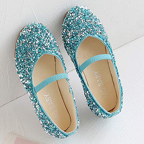 Girls 𝗥hinestones Dress Shoes Glitter Slip On Mary Jane Ballet Flat𝘀 for Princess Bridesmaids Wedding Par𝘁y3