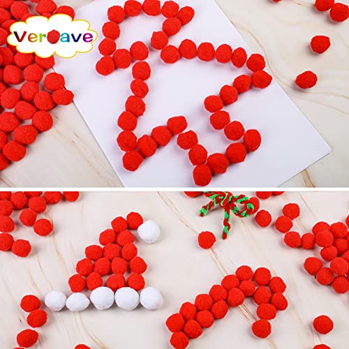 image for Veroave 150 Pieces Pom Poms 1 Inch Red,Small Pom Poms for Crafts, Puff