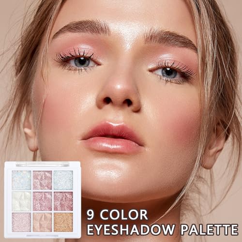 9 Colours Jutqut Glitter Eyeshadow Palette, Sparkling Eye Shadow Palette Shimmer, Cream Makeup Palette Silky Powder, Waterproof Eye Shadow High Pigmented Long Lasting for Women - Image 5