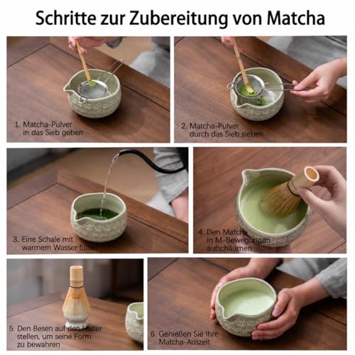Image of Buucup Matcha Whisk Set, Ceramic Matcha Kit Set with Bowl & Tools, Green