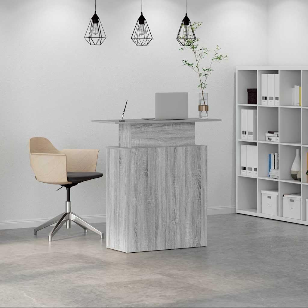 vidaXL Mostrador recepción Sonoma Gris 100x40x104cm Madera ingeniería, mostrador de recepción, mostrador de recepción de Oficina, mostrador de Caja