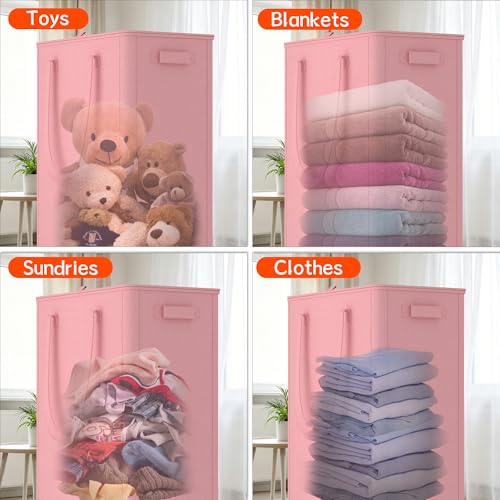Image of Slim Laundry Hamper with Wheels,20 Gal (75L) Rolling Laundry Basket with lid and wheels Clothes Hamper Foldable Tall Dirty Clothes Basket Sturdy Collapsible Clothes Hamper for Dorm,Laundry Room