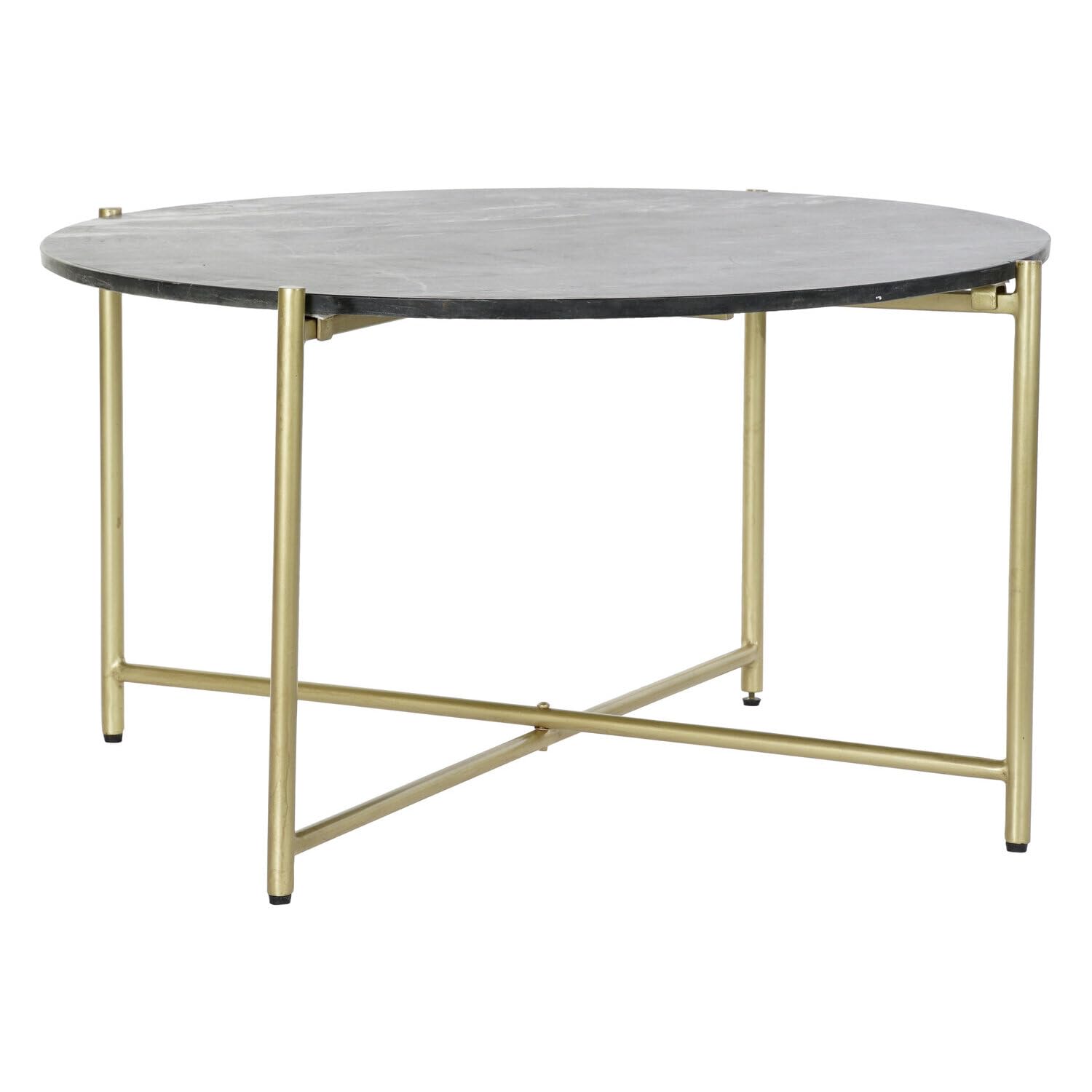 Table basse marbre noir fer 81x81x44 cm meuble de salon design industriel