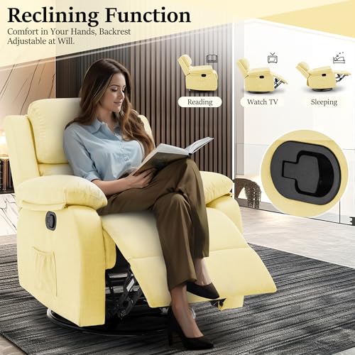 Sillón reclinable giratorio 360 tela madera pino miniatura 4
