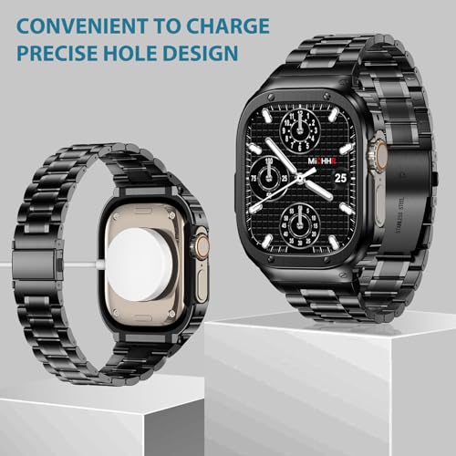 Image of MioHHR Stainless Steel Band with Case for Apple Watch Bands Ultra 3 /2 /1