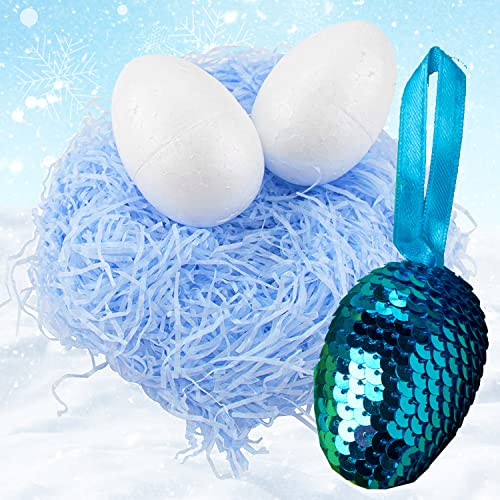 TRIXES Pack of 12 Foam Craft Polystyrene Eggs, 8cm Height White Craft Eggs to Decorate - Image 4