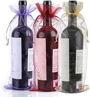 Multi-Color Organza Wine Bags 750ml Wine Bottle Gift Bags with Drawstring for Gift Wrapping Wine Bottles - 14 x 37CM