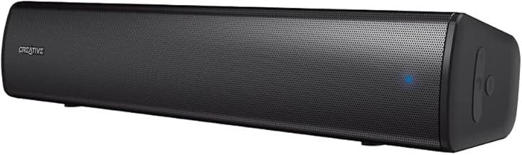 Creative Media SP-STGEAV2-BK Creative Stage Air V2 16.1 inches (41 cm) Wide AUX/BT/USB Audio Max 20W Deep Bass Passive Radiator, Equipped with 6 Hours of Continuous Playback Battery, Compatible with