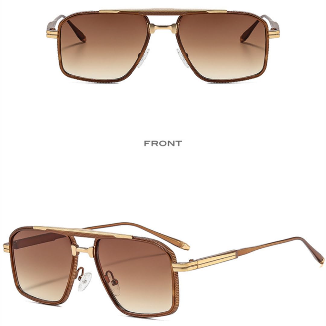 Bequeme Sonnenbrille mit Doppelsteg übergroßem Rahmen modischem Retro-Design und UV400-Schutz