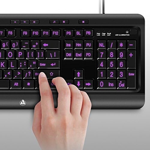 Aluratek Large Print Tri-Color Illuminated USB Keyboard model (AKBLED01F)