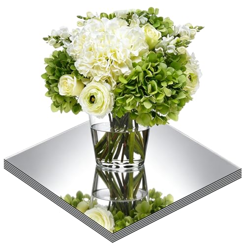 Lot de 6 miroirs carrés pour décorations de table, plateaux miroir en acrylique avec bougeoirs...