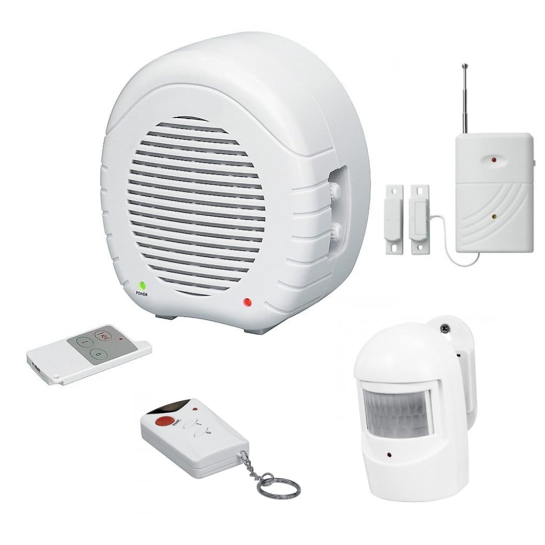 Indexa EW01 + MA80P + MA80KM + MA80R Chien de garde électronique avec télécommande, détecteur de mouvement sans fil, détecteur d'ouverture sans fil et télécommande supplémentaire
