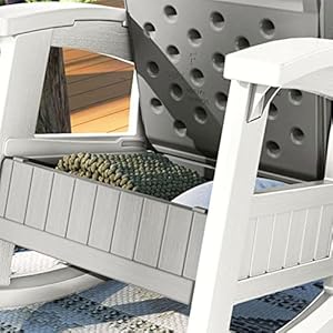 Suncast Outdoor Patio Rocking Chair with Under Seat Storage Stylish Faux Wood Outdoor Rocker for Patios Dove Gray