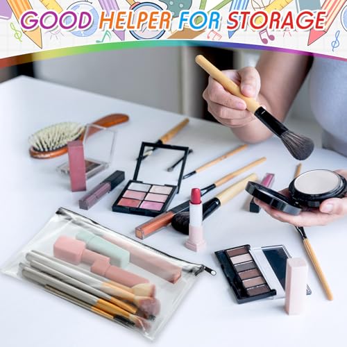 Image of Feifeiya 24 Pcs Clear PVC Pencil Pouch Bulk 8.66 x 5.71 Inch Soft Pencil Case Bag Transparent Zipper Pouch for Study School Supplies Travel Storage (Black)