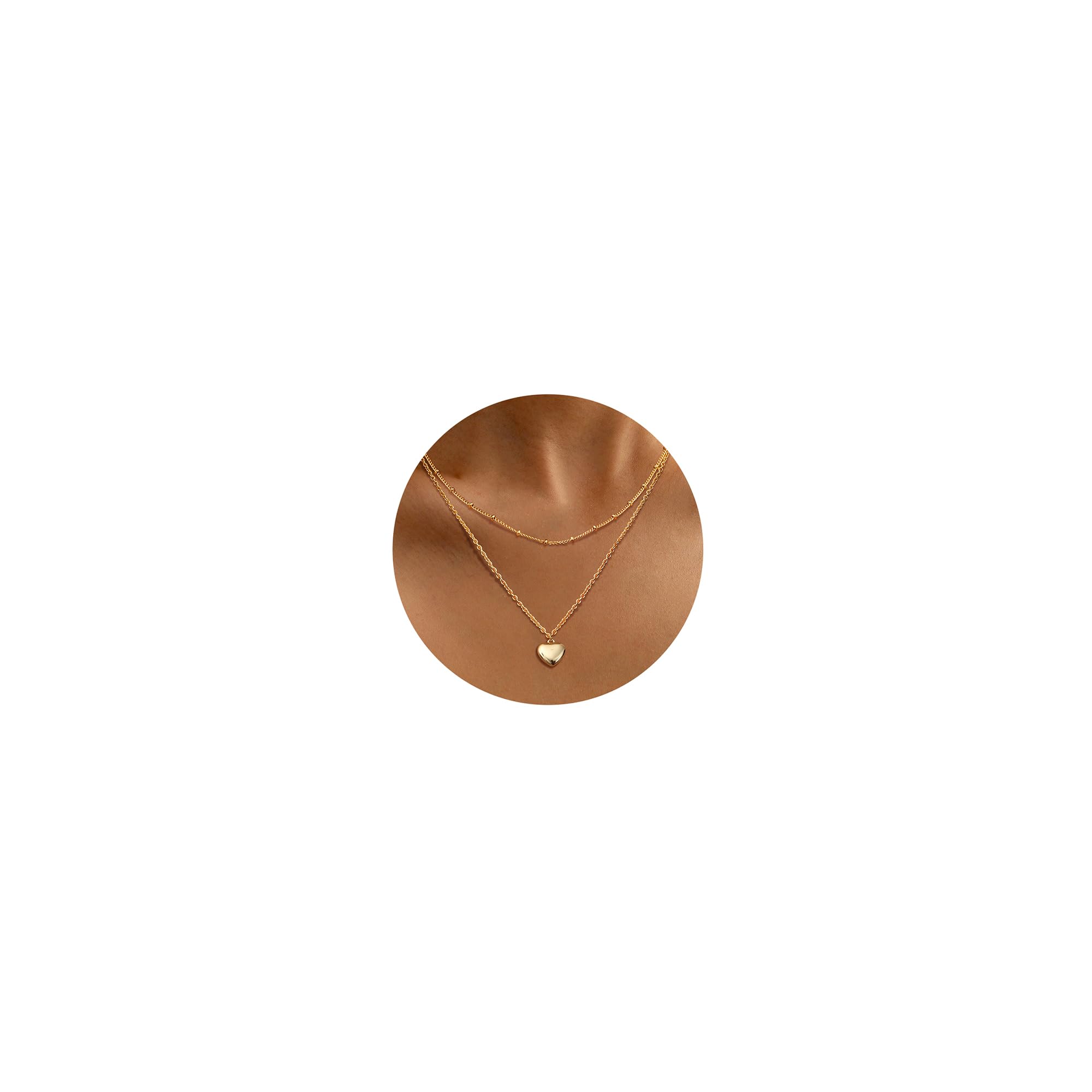 Dochais Gelaagde hangerketting voor dames, hypoallergeen, 14K goud verguld, fijne meerlagige halsketting, waterbestendige verstelbare ketting met parels/munt/hart/zirkonia, mode, sieraad, Messing