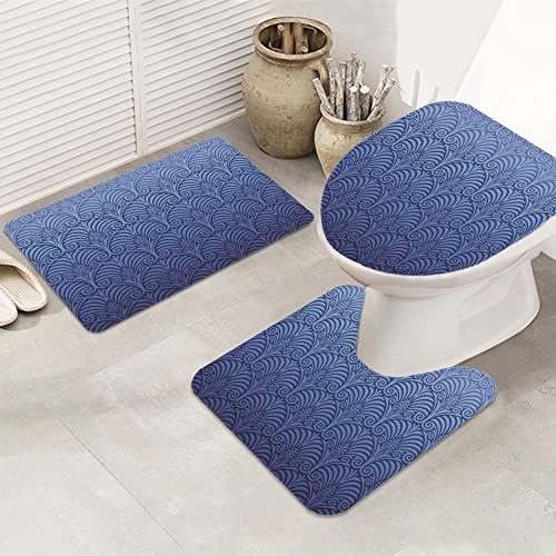 Badematte Badvorleger Set 3-tlg. Teppich, Damast Jugendstil Muster Barock Floral Jugendstil Jugendstil Mittelalter…