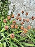 Rusty flowers set of 20, Poppy seeds head garden decor, Metal garden decor, metal yard art, outdoor metal decor, Rusty metal garden decor