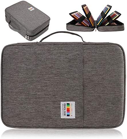 AYVANBER Big Capacity Colored Pencil Case Organizer 304 Slots Pen Holder Waterproof Storage Pouch Gel Marker Pen Bag Box for Cosmetic Brush Pencils & Gel Pen Used for Artist (Grey)