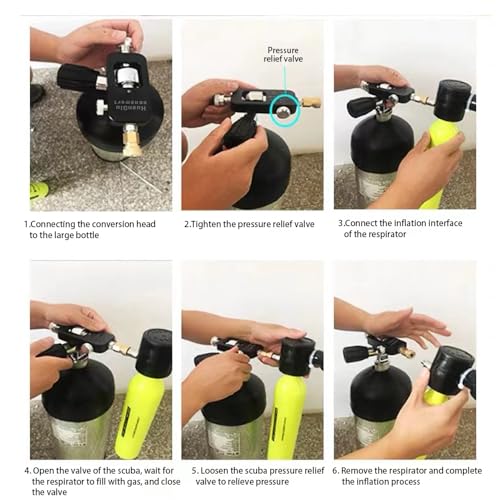 HuanQiuSensmart Valve Scuba Tank Adapter 4500 psi PCP Paintball Fill Adapter Air Hose Paintball Scuba Fill Station High-Pressure Scuba Tank Refill Adapter for Paintball PCP
