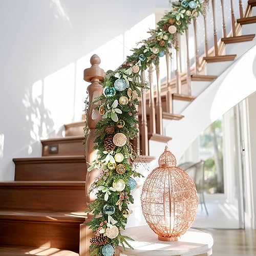 WBHome-Pre-lit-6-Feet72-Inch-Christmas-Garland-Light-Green-Lighted-Garland-with-50-LED-Lights-for-Indoor-Outdoor-Xmas-Decor-Holiday-Decorations-Battery-Operated-Batteries-NOT-Included WBHome Pre lit 6 Feet72 Inch Christmas Garland Light Green Lighted Garland with 50 LED Lights for Indoor Outdoor Xmas Decor Holiday Decorations Battery Operated Batteries NOT Included
