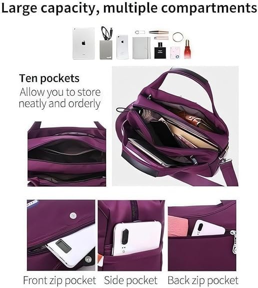 DDRIC Blaciokamith Soft Side Lightweight Underseat Tote Bag, Blaciokamith Multi-pocket Fashion Anti Theft Waterproof Handbag2