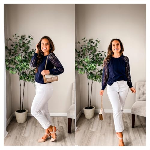 Image of HOTOUCH Women's Lace Long Sleeve Spring Dressy Casual Business Work Trendy Shirts