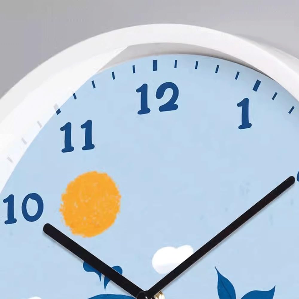 Tempo Orologio da parete al quarzo con onda elettrica silenziosa creativa senza perforazione(Bianco,14inch)