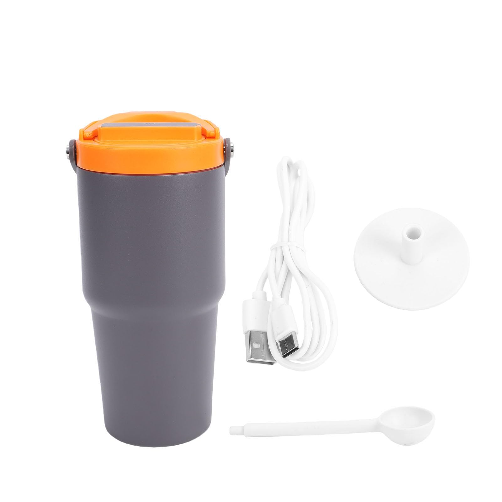 GLOGLOW Portátil, Tazas y Tazas Taza de café Eléctrica, Taza de café Recargable por USB de 600 Ml con Diseño Aislado, para Viajes, Camping, Coche, Oficina, Portátil, Acero Inoxidable 304