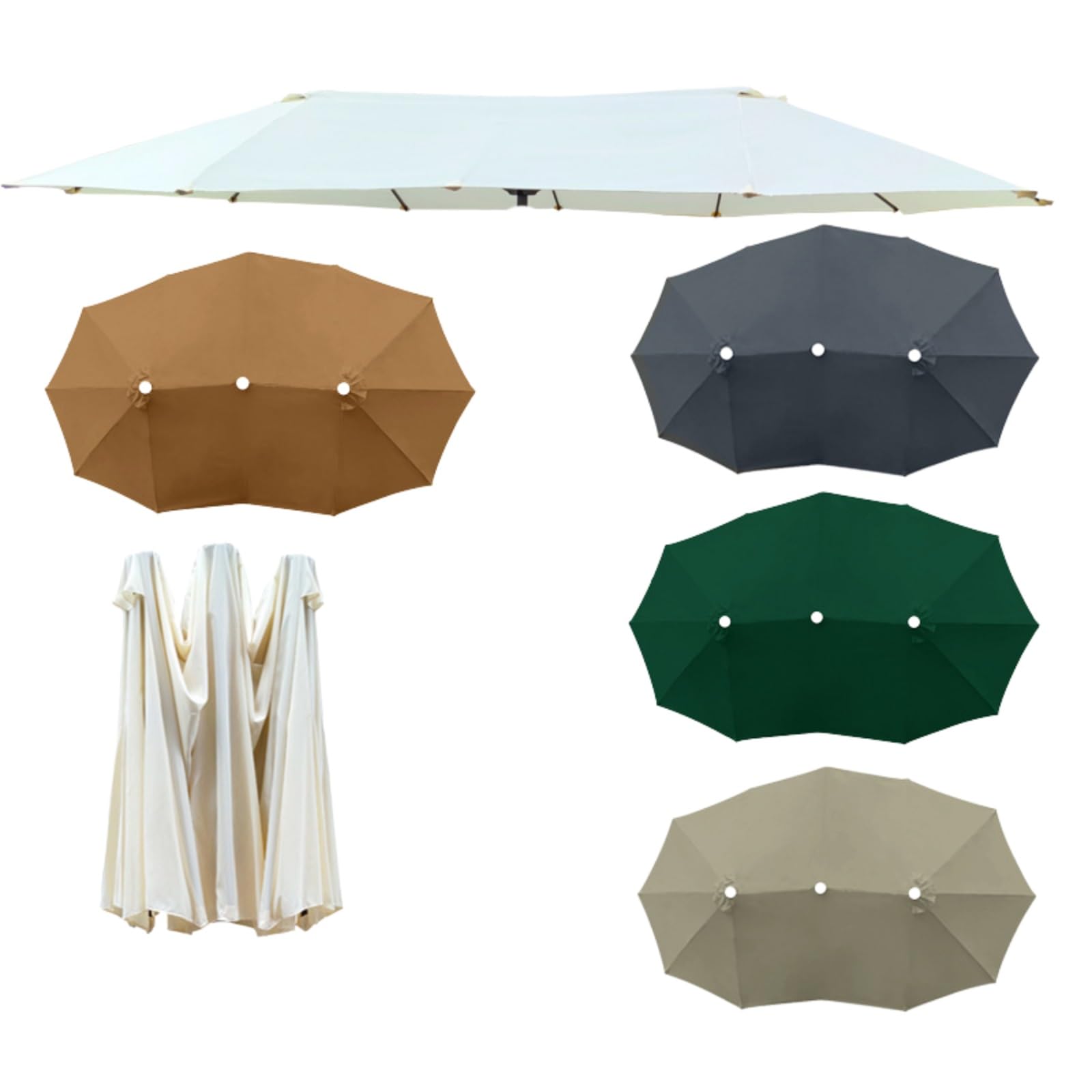 4.6m Double Sided Parasol Canopy Replacement, 12 Ribs Extra Large Sun Umbrella Cover, Outdoor Twin Market Shade for Garden Patio Backyard, UV Resistant Waterproof(Black)
