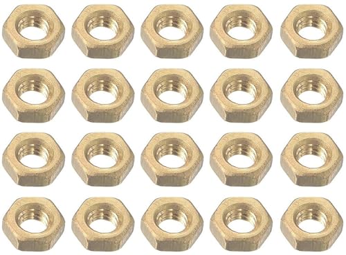 M4 Brass Hex Nuts, Coarse Thread Hexagon Machine Screw Nut , High-Strength Metal Hexagonal Machine Nuts, 4mm Thread Inner Diameter, 100PCS