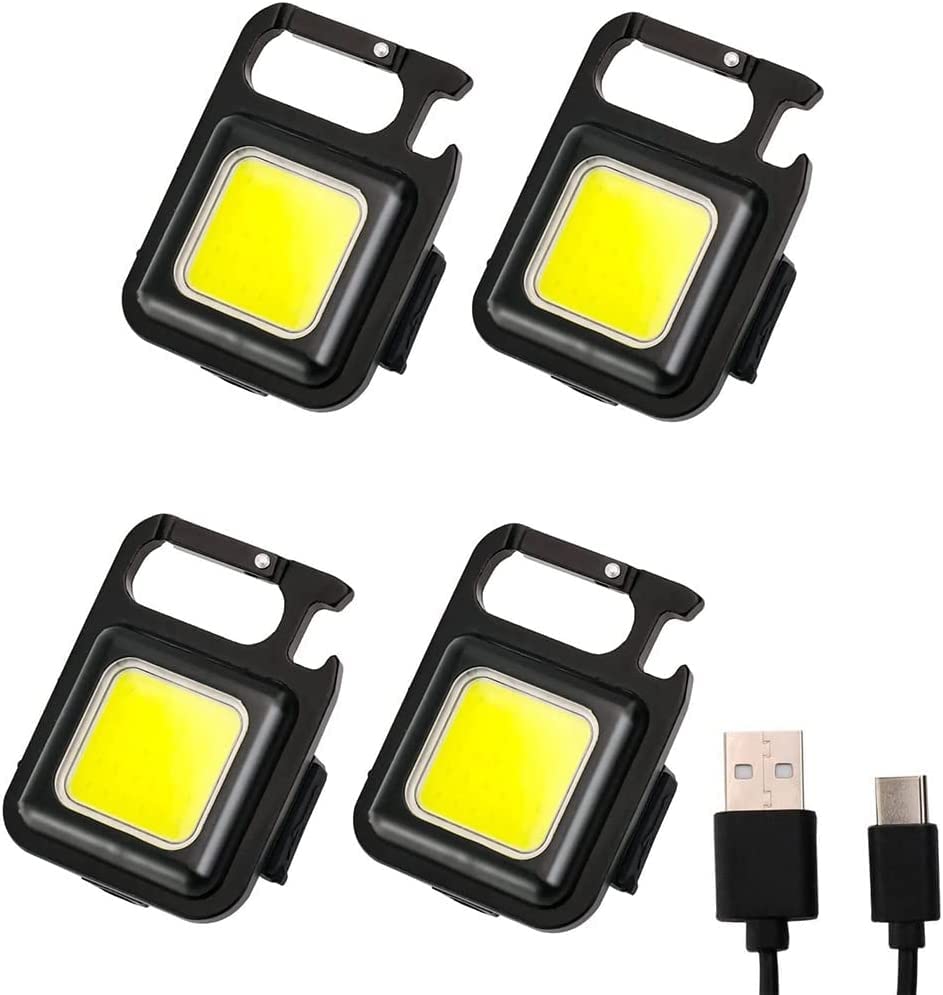 LED Small Flashlight 800Lumens Bright Mini Keychain Flashlight USB Rechargeable COB Multifunctional Waterproof Portable Pocket Light 4 Modes for Emergency Walking Camping Fishing