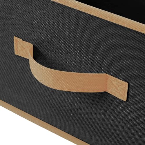 Image of Kuber Industries Non-Woven (Set of 6) Foldable Organisers Storage Box for Clothes|Dress Organizer & Cubbies Storage Cubes for Innerwear|Socks|Jeans|Books Arranging Utility Box (Black, Bag Organisers)