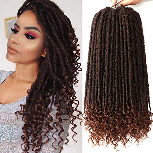 7 Packs Faux Locs Crochet Hair With Curly Ends 16 Inch Dreadlocs Goddess Locs Crochet Braids Synthetic Braiding Hair Extension (16 Inch, T30#)