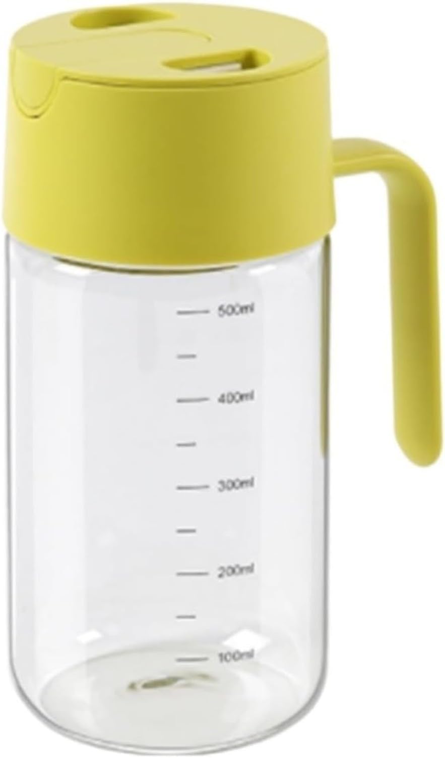 WOMGKDA Reusable Glass Oil Bottle Dispenser for Frying, Grilling, Air Fryer, Salad - Automatic Open and Close Cruet for Kitchen Cooking, Yellow, 500ML